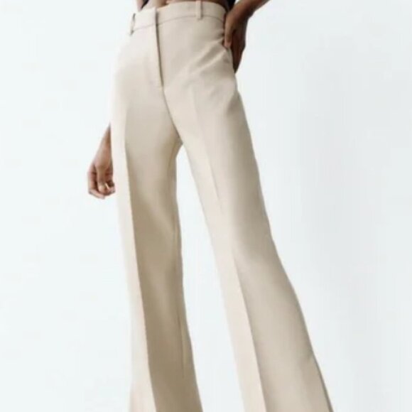 Zara High Waisted Straight Leg Side Slits Dress Pant NWT Size XXL Red Burgundy - Picture 13 of 15